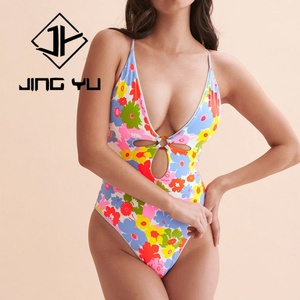 Maillot de bain de haute qualité à imprimé hawaïen, maillot de bain personnalisé à bretelles creuses en nylon, vêtements de plage 2025 - Product Image 2