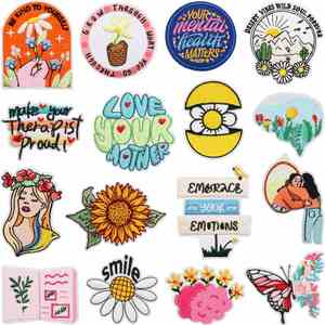 Nouvelle broderie thermocollante fraîche marguerite tournesol papillon pour fille, patch pour vêtements et sacs à dos - Product Image 1