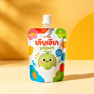 ถุงบรรจุภัณฑ์ของเหลวแบบมีพวยกา ผลิตตามสั่ง สำหรับขนมเด็ก  ทำจากอลูมิเนียมฟอยล์เกรดอาหาร พิมพ์ลายได้ตามต้องการ ขนาด 50 มล. 100 มล. 250 มล. พร้อมพวยกา - Product Image 2