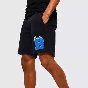 Neues Design Benutzer definierte Logo Stickerei Einfarbige Baumwolle Jogger Herren Shorts