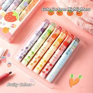 Set de 6 Marcadores <span class=keywords><strong>Pastel</strong></span> Kawaii, Estéticos, <span class=keywords><strong>Pequeños</strong></span> y Portátiles, con Forma de Frutas y Verduras, Creativos - Product Image 3