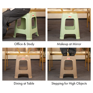 High Load Bearing Household Dining Stackable Tall Square Plastic <b>Stool</b> Heavy-Duty Thick PP <b>Stool</b> with Extra Wide <b>Seat</b> - Product Image 5