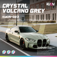 Film vinyle décoratif pour voiture, super brillant, gris volcan cristallin, PET, super extensible