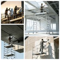 Tour d'échafaudage en aluminium portable et mobile avec roues pivotantes pour la construction et l'entretien