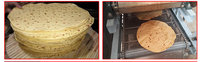 Petite ligne de production de roti entièrement automatique pour le pain libanais, arménien, lavash, crêpe arabe, pain plat, ligne de production avec four à convoyeur