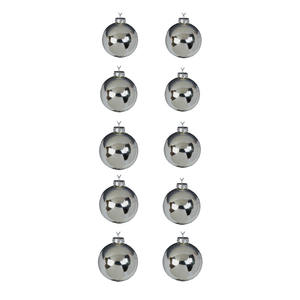 Juego de 10 bolas de cristal, diámetro 6CM, COLOR PLATEADO PULIDO - Product Image 1