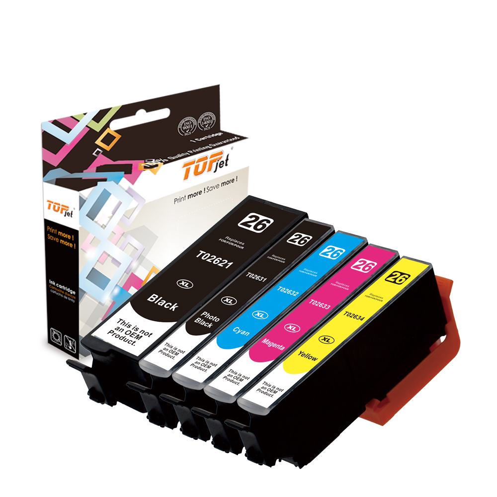 Topjet 26XL T2621 T2631 T2631 T2631 T2633 T2634 Совместимый картридж для струйной печати для Epson Премиум XP-600 XP-700 XP-800 XP-605 принтера