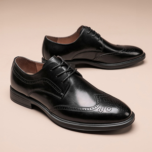 Nouvelle collection printemps, chaussures en cuir pour hommes à motif brogue, style britannique, mariage, décontractées, en cuir véritable, confortables - Product Image 5