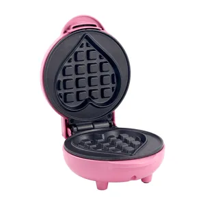 600W 1200W pink heart shape double side non-stick mini household multiple function breakfast round sandwich waffle makers