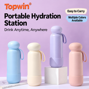 Large Capacity Stainless Steel Vacuum Flask 304 Insulated Water Bottle with Round <b>Mushroom</b> Cap Carry Loop for Travel - Product Image 1