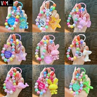 Porte-clés Lapin en Acrylique Électroplaqué, Bracelet Perlé Coloré, Breloque de Sac à Dos, Cadeau Décoratif Style Mignon pour le Logo EVER