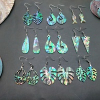 Boucles d'oreilles pendantes en coquille d'ormeau à un côté de style élégant Base en acrylique géométrique en diamant à la mode motif géométrique en diamant