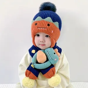 Kinderen Winter Baby Oorbescherming Wollen Hoeden Jongens Meisjes Baby Sjaal Set Herfst Winter Pom Pom Beanie Caps