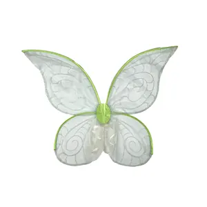 Factory Custom Event Party Accessories Elegant Tulle Wings Butterfly Shape Green Silver Glitter Fairy Wings for Party