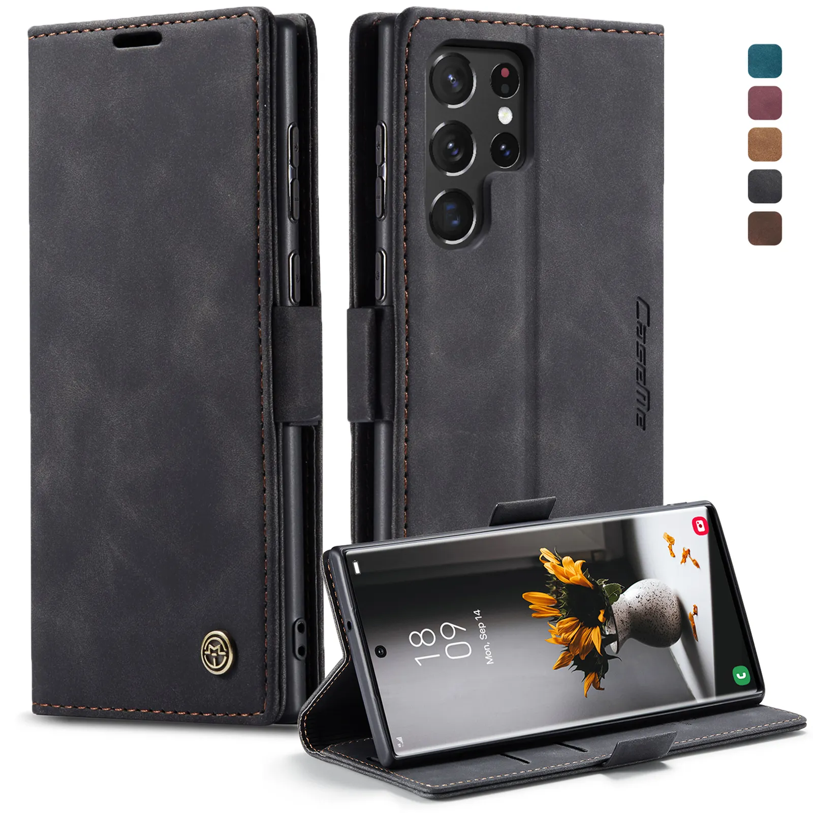 Caseme Retro Flip Leather Case for Samsung Galaxy S23 Ultra S22 Plus S21 S20 FE Kickstand Wallet Case for Samsung S10 S9 Plus