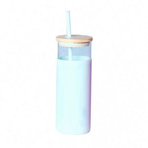 Eco-Friendly <b>Bamboo</b> <b>Straw</b> Cup With Thickened Wall and Eco-Friendly Glass Lids - Product Image 1