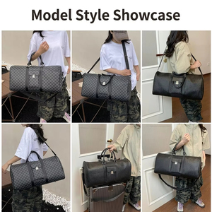 Sac de voyage en PU tissé Intrecciato avec sangle pour chariot, boucle en métal doré, poche avant, sangle réglable, sac de week-end - Product Image 3