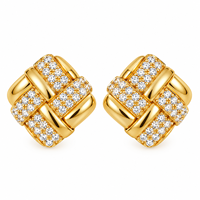 Boucles d'oreilles carrées bicolores or et argent pour femmes, bijoux géométriques en métal, collection d'accessoires de mode en gros