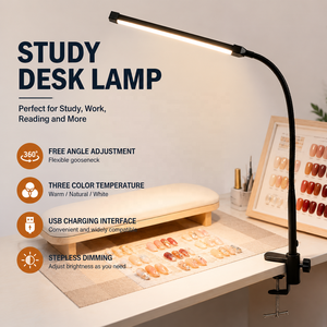 مصباح مكتب <span class=keywords><strong>LED</strong></span> حديث قابل لإعادة الشحن عبر USB، إضاءة للقراءة قابلة للتعديل، مصباح طاولة للدراسة والعمل وصالونات تجميل الأظافر - Product Image 1