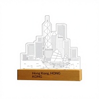Lampe de table 3D DIY lumineuse en acrylique, petite veilleuse personnalisée en bois massif avec logo d'entreprise et vue panoramique de Hong Kong, cadeau d'anniversaire