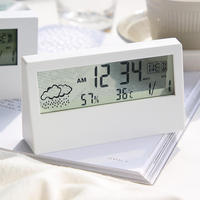 Horloge de table intelligente électronique transparente INS avec alarme de température transfrontalière et affichage de l'humidité