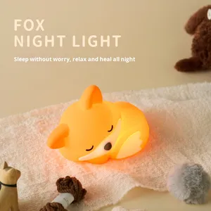 친환경 폭스 실리콘 배터리 구동 LED 따뜻한 백색 야간 조명 스퀴시 동물 램프 유아용 책상 장식 재미있는 어린이 선물 - Product Image 3