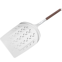 Pelle à pizza ronde en aluminium de 12 pouces avec long manche en bois, pelle à pizza professionnelle pour la cuisson et l'utilisation en cuisine