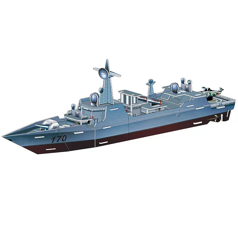 New Product Lanzhou destroyer ornament model 3D puzzle children's ship toy model wooden puzzle toddler