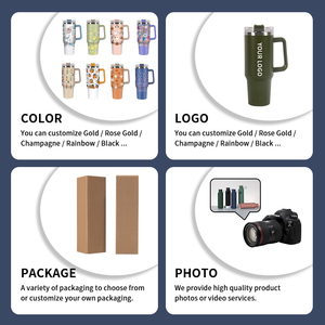 Gobelet Houroffer 40oz avec poignée Tasses isolées en acier inoxydable avec couvercle et paille pour eau ou café glacé avec motif personnalisé - Product Image 2