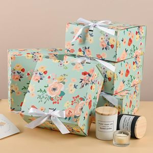 Scatole Regalo Vintage con Stampe Floreali JUNHAO, Riciclabili, con Manici e Nastri, 8x8x4 Pollici, per Proposte di Damigelle e Matrimoni - Product Image 3