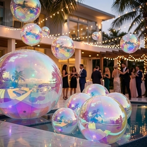 Sphère miroir gonflable en PVC multicolore, <span class=keywords><strong>boule</strong></span> réfléchissante métallique pour la décoration <span class=keywords><strong>de</strong></span> festivals et <span class=keywords><strong>de</strong></span> mariages - Product Image 4
