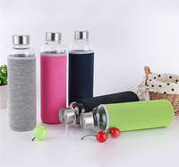 Mug de voyage portable unisexe élégant et écologique en verre borosilicate de 500 ml (18,5 oz) avec infuseur à thé, anti-fuite, sans BPA, compatible lave-vaisselle