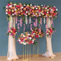 Mur de fleurs artificielles personnalisé pour événements : Mariage, Baby Shower – Panneau floral rose blanc et rouge