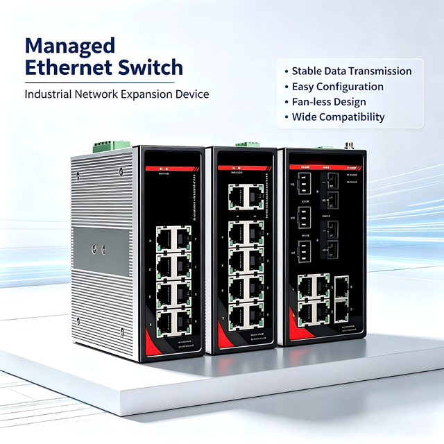 Managed 8-Port DIN-Rail Gigabit Ethernet Switch SNMP VLAN QoS ERPS Ring Redundancy RSTP Dual Power IP40 100m in Stock