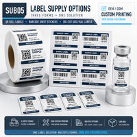 Étiquettes personnalisées étanches pour petits flacons de peptides avec code QR, autocollants pour emballage d'échantillons, impression OEM par lots avec code-barres