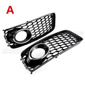 Black/Chrome <b>Silver</b> 1Pair Car Fog Light <b>Lamp</b> Cover Honeycomb Mesh Hex Front Grille Grill for Audi A5 S-Line/S5 B8 RS5 2008-2012 - Product Image 1