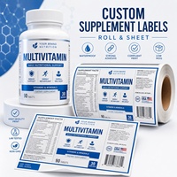 Étiquettes personnalisées pour compléments alimentaires, autocollants pour compléments alimentaires, étiquettes imperméables en vinyle pour flacons de médicaments, impression de logo de marque