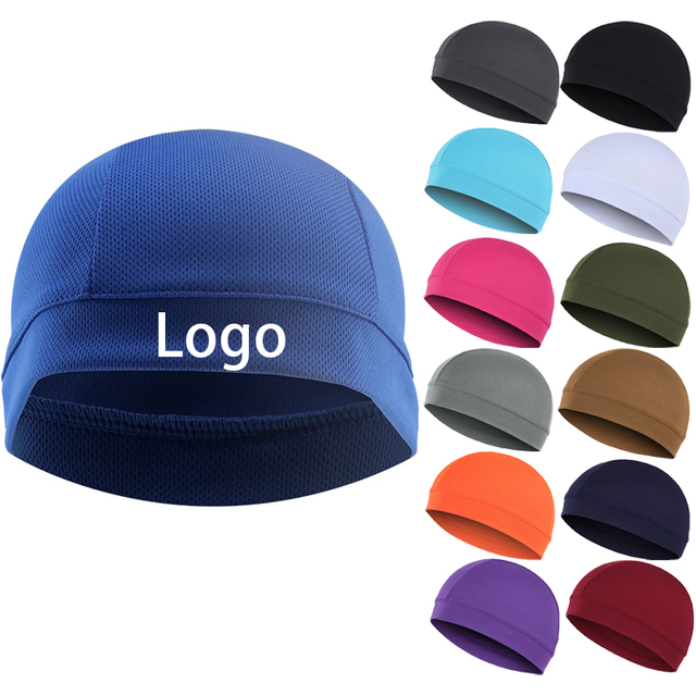 Custom Logo Plain Cycling Running Sport Skull Motorcycle Helmet Liner Breathable Mesh Wave Cap Hat