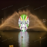 Fontaine à projection laser sur écran d'eau, diffusion de brume, imagerie, lieux en bord de mer, installation sur site