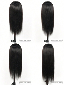 Parrucca Brasiliana Liscia con Frontale in Pizzo Completo per Donne, HD Trasparente, Capelli Umani Veri, Lunga, Nero Naturale, Design Full Lace - Product Image 6