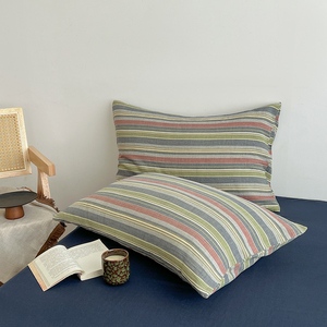 Juego de Ropa de Cama de Algodón Lavado Vintage de 4 Piezas, Juego de Funda Nórdica a Rayas Retro, Ropa de Cama Transpirable y Suave para Hotel o Casa de Campo Moderna - Product Image 6
