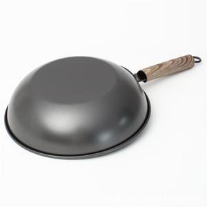 Non-Stick Wok 28Cm Wood Handle Flat Bottom For Induction And Gas Stoves - Product Image 3