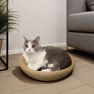 Lit rond en corde de lin d'intérieur moderne du Vietnam pour chats - Product Image 5