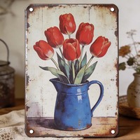 Panneaux en aluminium vintage personnalisés avec motif floral, art mural en métal rétro avec impression en relief pour la décoration de la maison, du jardin, du café ou du bar
