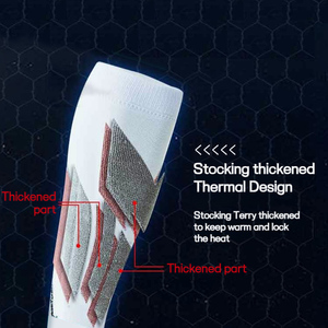 <span class=keywords><strong>Chaussettes</strong></span> <span class=keywords><strong>de</strong></span> <span class=keywords><strong>ski</strong></span> sans laine pour hommes <span class=keywords><strong>Chaussettes</strong></span> thermiques à manchette longue avec coussin et évacuation <span class=keywords><strong>de</strong></span> l'humidité pour le snowboard et les sports d'hiver - Product Image 2