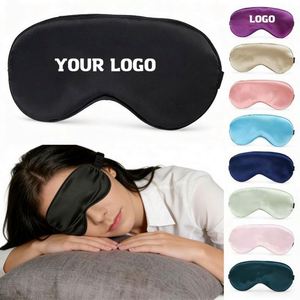Masque oculaire occultant en soie simulée double face pour la sieste, respirant, avec logo personnalisé, vente en gros - Product Image 1
