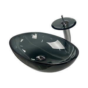 <span class=keywords><strong>Lavabo</strong></span> de comptoir en verre gris-noir BOWEIYA, salle de <span class=keywords><strong>douche</strong></span> d'hôtel, <span class=keywords><strong>lavabo</strong></span> de salle de bain, <span class=keywords><strong>lavabo</strong></span> de comptoir personnalisé avec évier elliptique - Product Image 4