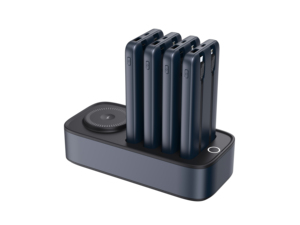 Station de recharge de batteries externes partagée à quatre emplacements avec charge rapide USB-A 22,5 W et USB-C 20 W pour utilisation multi-appareils - Product Image 4