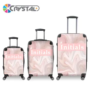 New Arrival Crystal 100% Transparent Clear Front Shell PC Luggage Customize Your Own Suitcase Personalized Print Travel Luggage