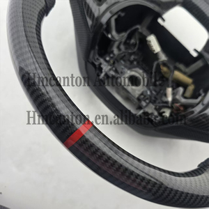 Volant de voiture en cuir perforé avec surpiqûres rouges en fibre de carbone pour Honda Accord 8e génération et Crosstour – Produits populaires - Product Image 4